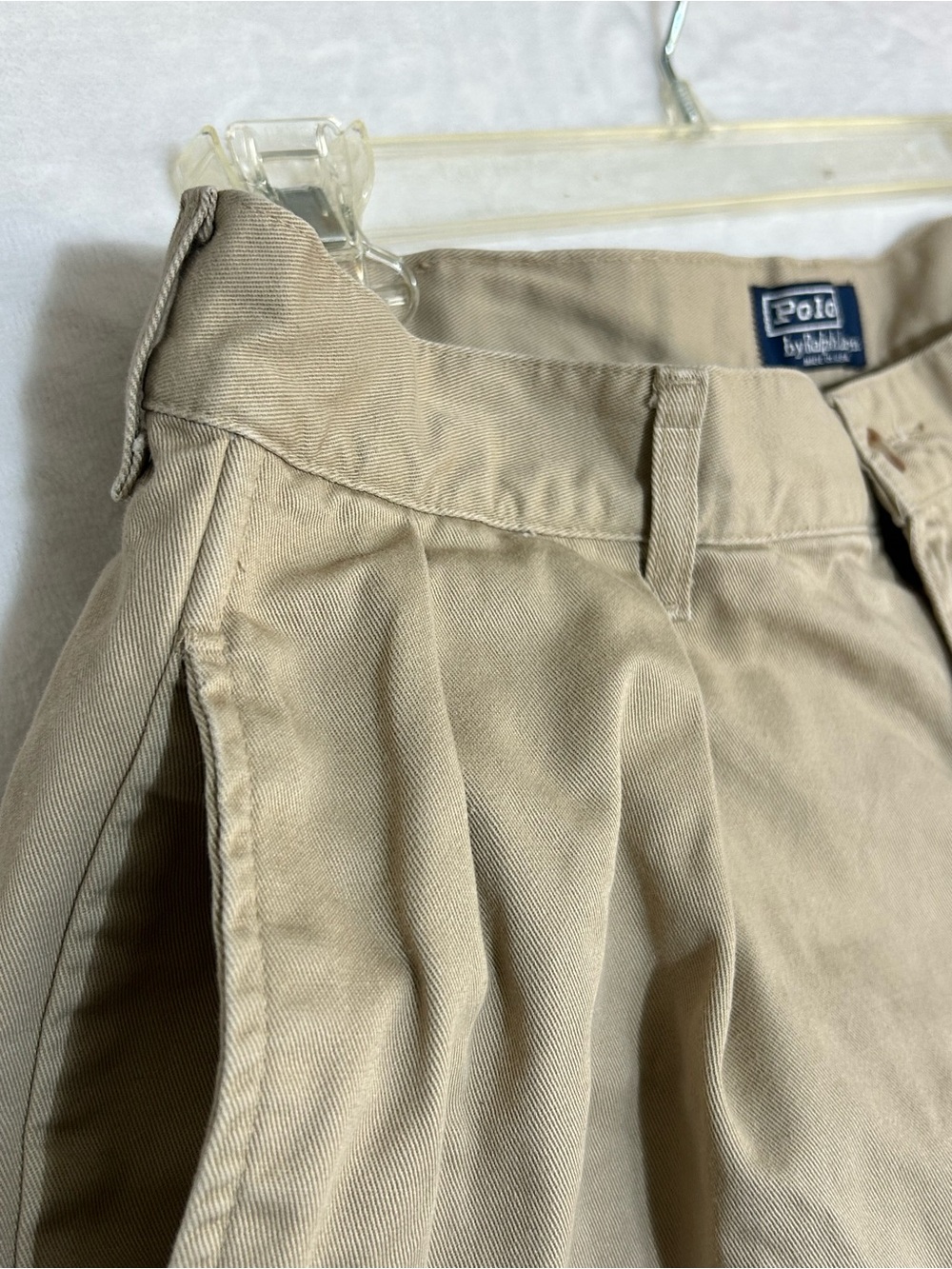 Vintage Polo by Ralph Lauren Pleated Chino Shorts in Khaki Tan